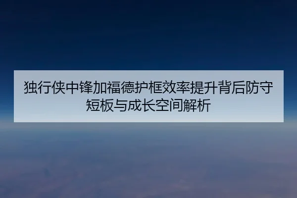 独行侠中锋加福德护框效率提升背后防守短板与成长空间解析
